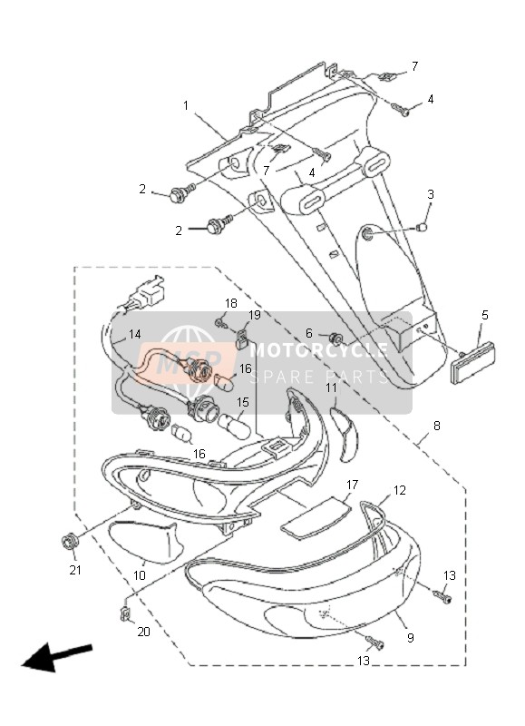 Yamaha XC125 VITY VITY 2010 RÜCKLICHT für ein 2010 Yamaha XC125 VITY VITY